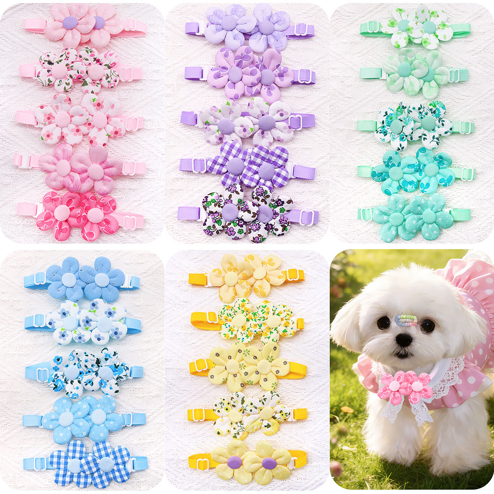 Pet Supplies Co - 10PCS Flower Shape Sweet Dog Bowties